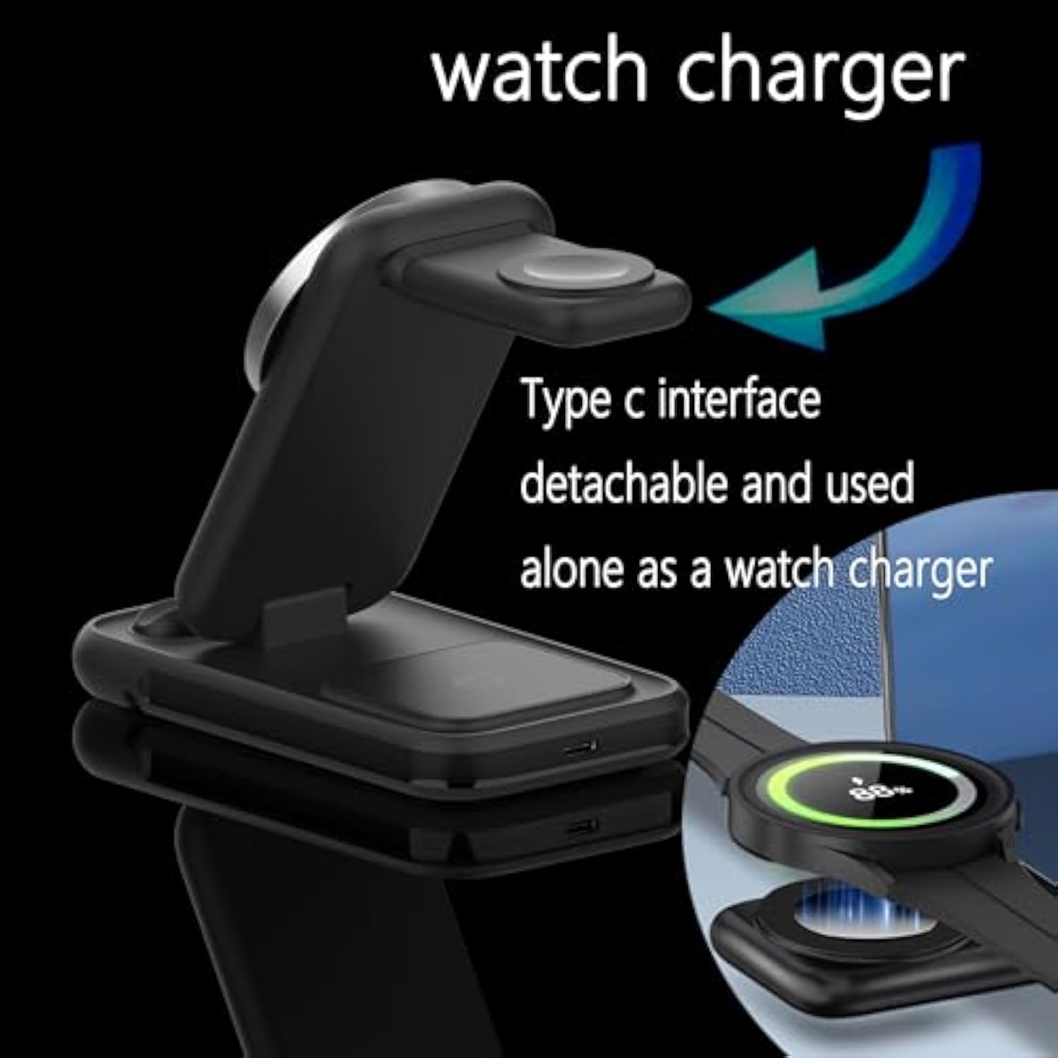 Magnetic Charger 4 In 1 Magsafe Charging Station Wireless Mag Safe Phone And Watch Charger Stand Compatible With Apple Iphone 16 15 Pro Max 14 13 12 Airpods Iwatch And Type C Products