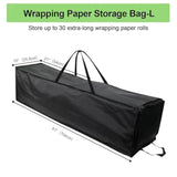 Christmas Wrapping Paper Storage Bag, 41" Gift Wrap Organizer Storage For Paper Rolls Up To 30 Rolls, Heavy Duty Waterproof Wrapping Organizer With Side Pockets&Handles&Zipper, Black