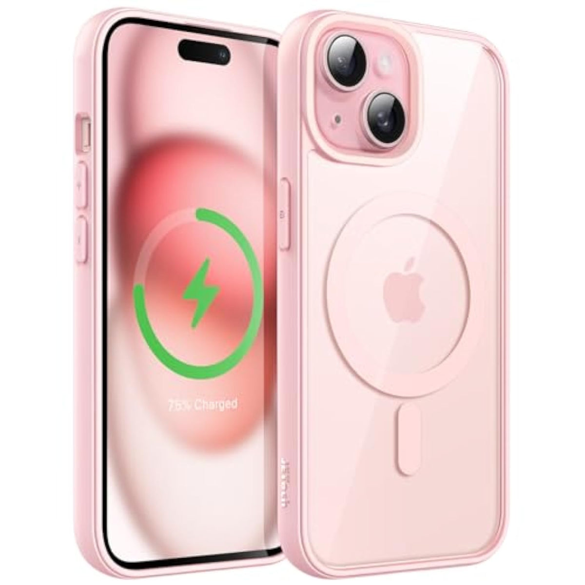 JETech Magnetic Case for iPhone 15 6.1-Inch Compatible with MagSafe, Shockproof Phone Bumper Cover, Solid Color Matte TPU Frame, Anti-Scratch Clear Back (Pink)
