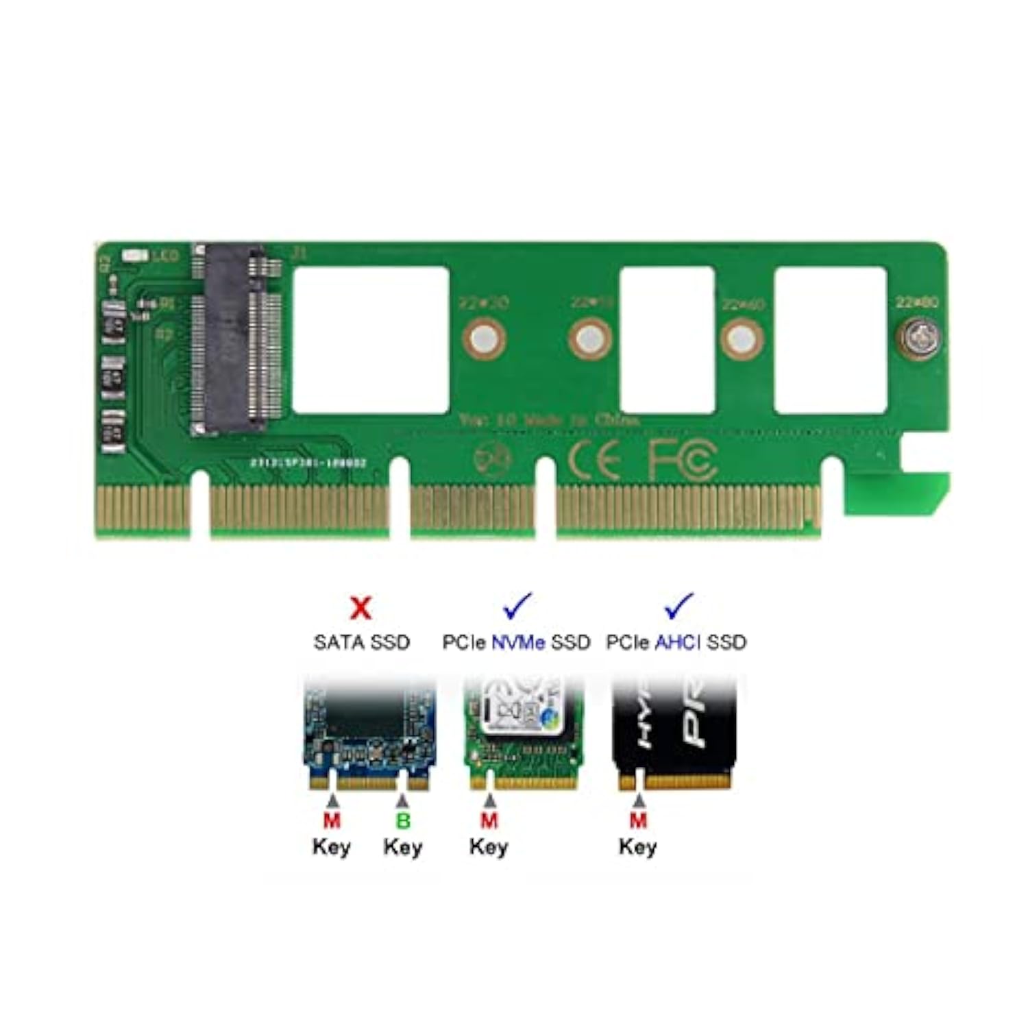 Cy Ngff M-Key Nvme Ahci Ssd To Pci-E 3.0 16X X16 Vertical Adapter With Pci-E M