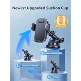 [Military-Grade] 3-In-1 Phone Holders For Your Car, [2025 Most Stable And Flexible Suction Cup] Vent Dashboard Windshield Cell Phone Mount Car Fit For All Phones, Iphone, Samsung