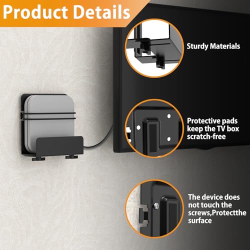 Cable Box Mount, Modem Mount, Adjustable Cable Box Wall Mount Bracket for Small and Wide Devices, Compatible with Media Players, Cable Boxes, Modems,