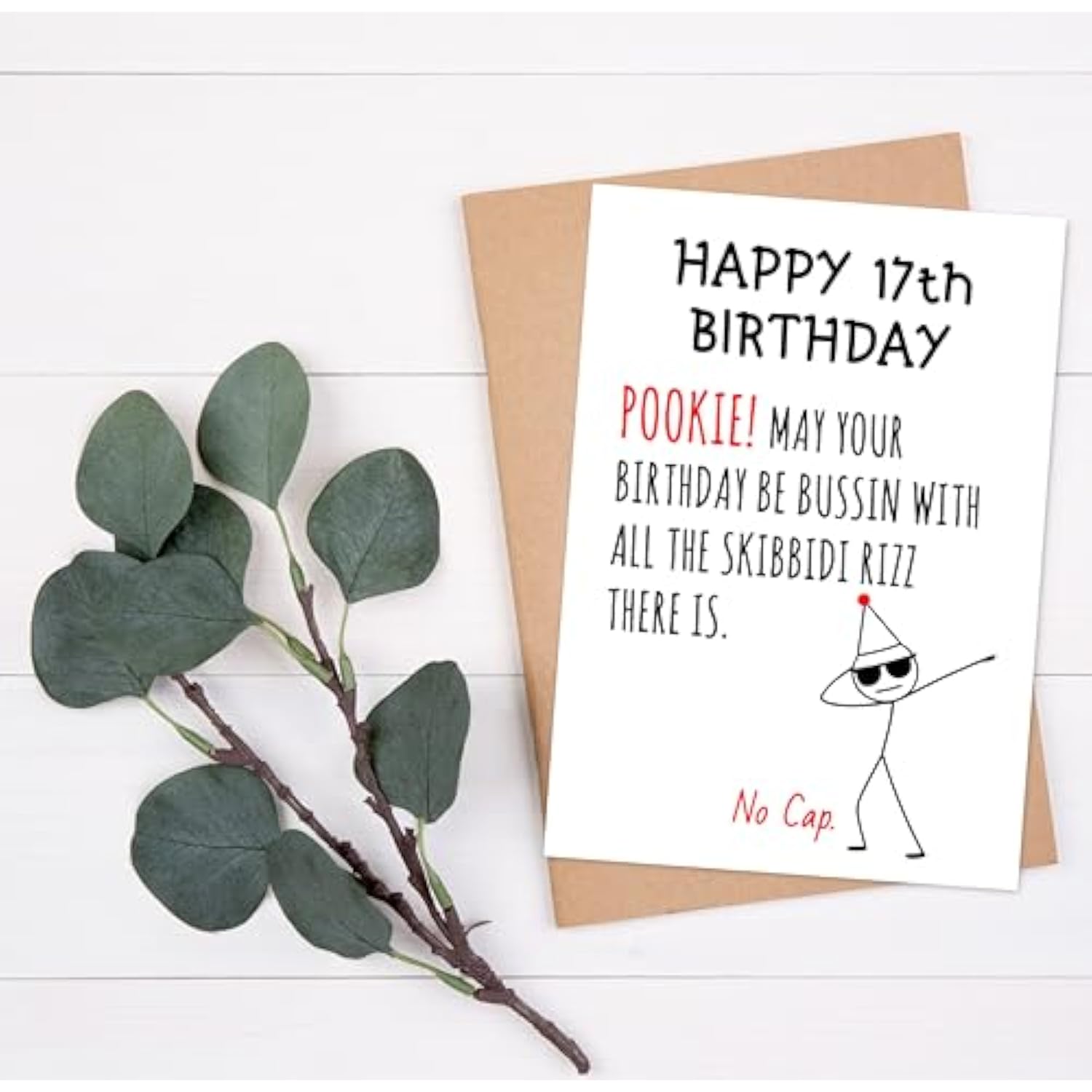 Funny 17Th Birthday Card For Teens, Boys, Girls – Fun 17 Year Old Birthday Gifts – Hilarious Gen Z Slang Meme Gift For Son, Daughter, Brother, Friends – 5X7Inch Folded Card With Envelope