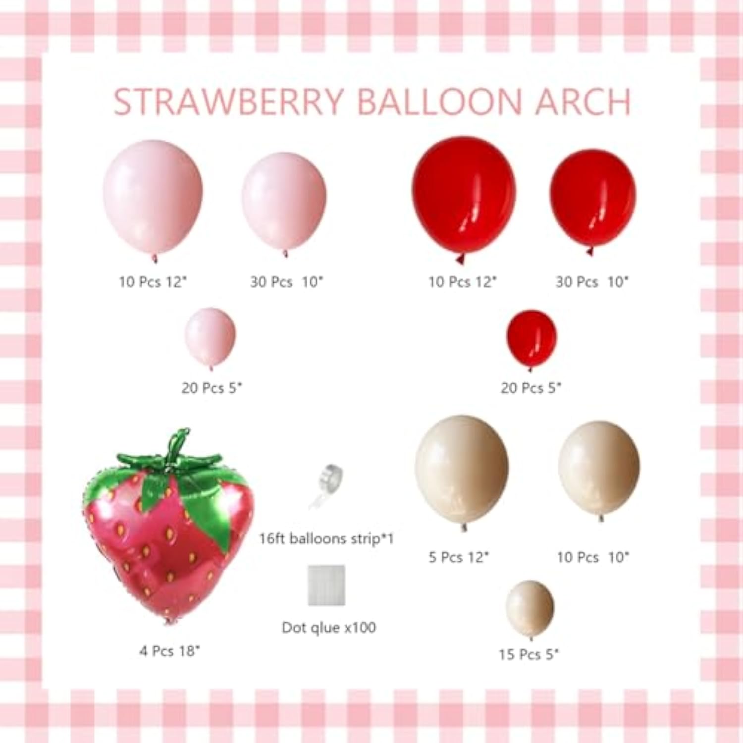156Pcs Strawberry Balloon Arch Garland Kit With Red Pink Double Layer Apricot Balloons And 18 Inch Strawberry Foil Balloons For Sweet Girl Berry 1St Birthday Baby Shower Party Decorations
