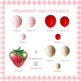 156Pcs Strawberry Balloon Arch Garland Kit With Red Pink Double Layer Apricot Balloons And 18 Inch Strawberry Foil Balloons For Sweet Girl Berry 1St Birthday Baby Shower Party Decorations