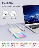Floppy Disk Reader, 3.5 Inch External Floppy Disk Drive With Usb Type-C, Portable Fdd Floppy Disk Drive For Laptop Pc Windows 11/10/8/7/2000/Xp