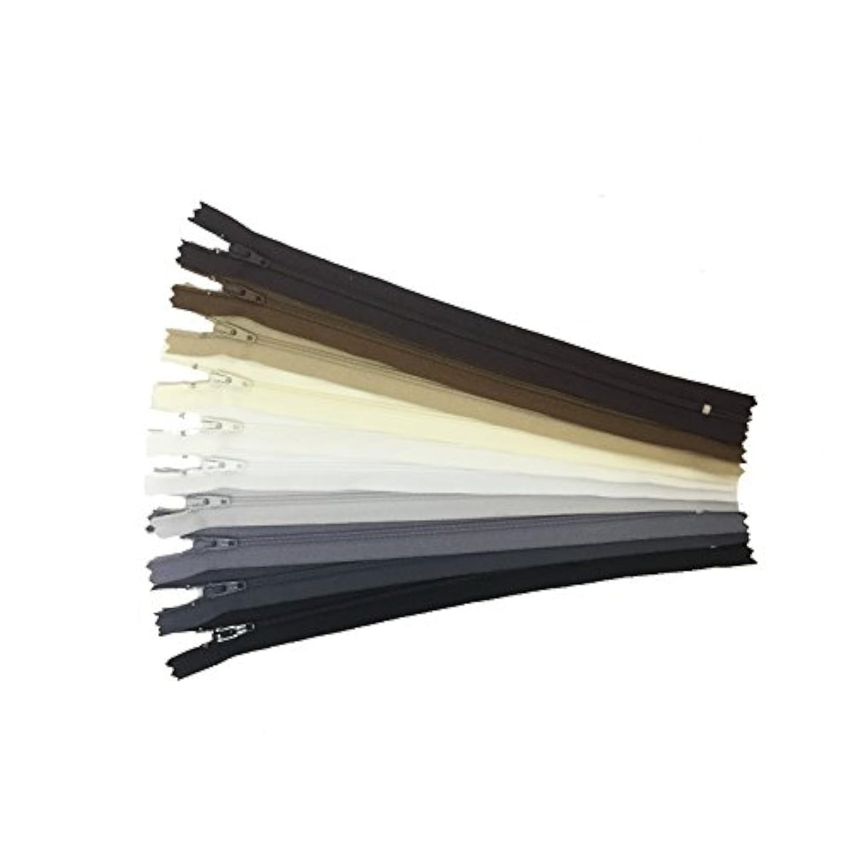 Zippers Assorted Neutral Colors Pack 14 Inch Number 3 Nylon Coil Set O