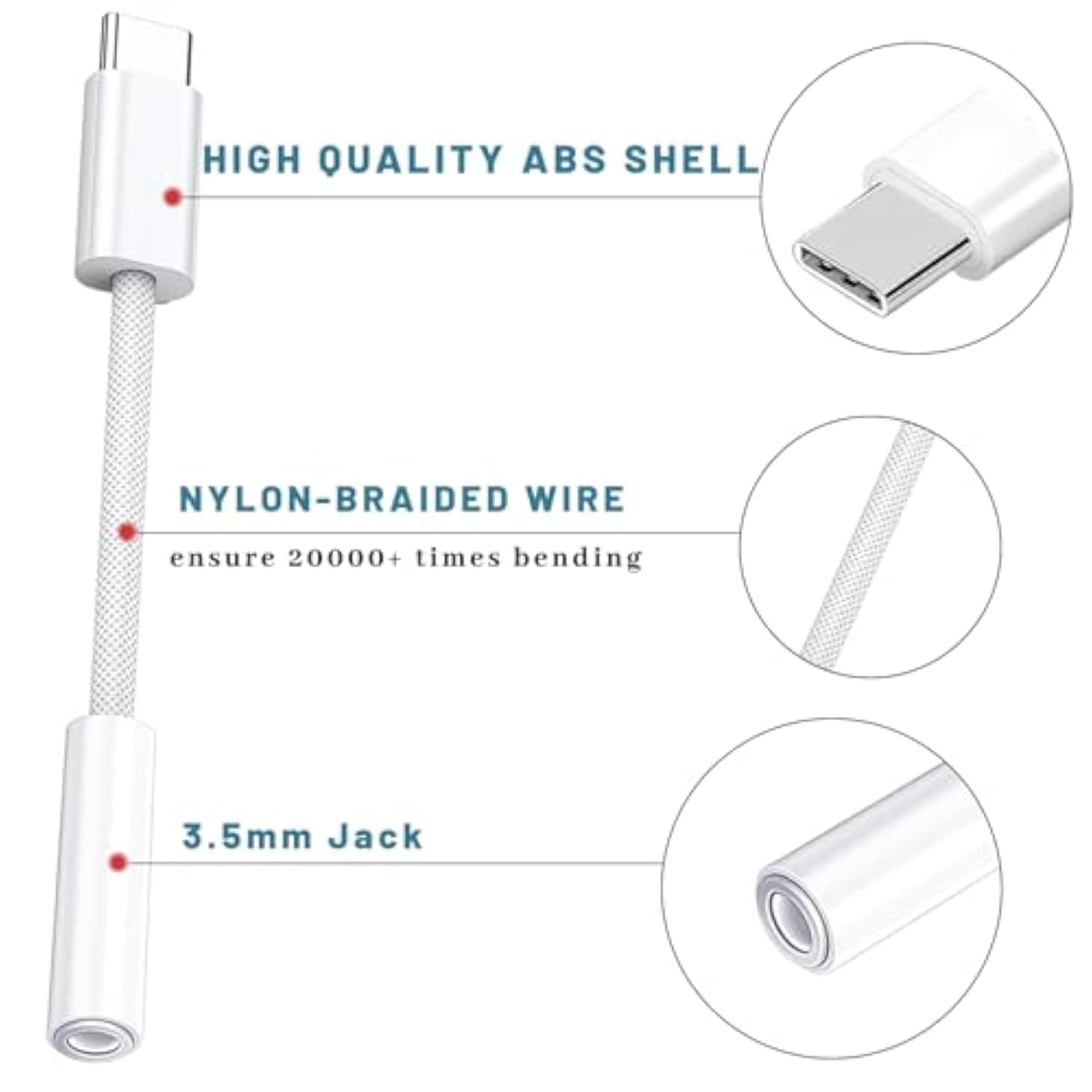 5 Pack Usb C To Headphone Jack Adapter,Usb C To 1/8 Inch Audio Adapter Compatible With Iphone 16 15 Samsung Galaxy S25,S24,S23 Ultra, Note 20, Ipad Pro, Macbook, Pixel Xl And More