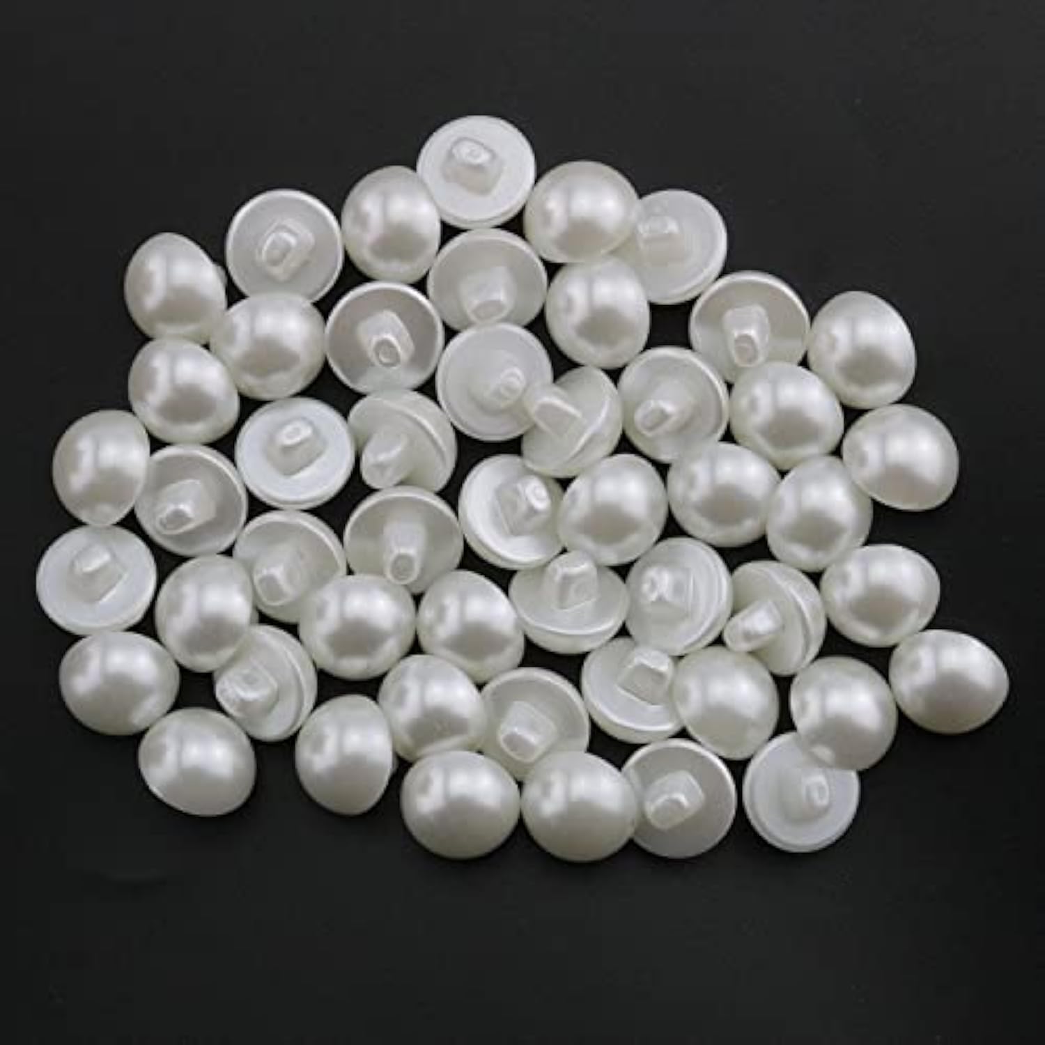 Half Domed Pearl Button 50Pcs 15Mm White Round Half Ball Abs Plastic P