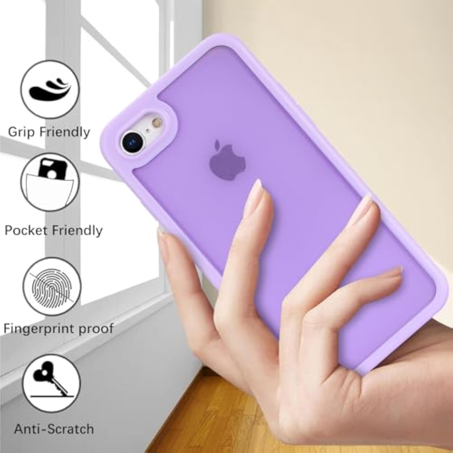 For Iphone Se 2020/2Nd/2022/3Rd Case With Built-In Screen Protector & Full Body Protective,For Apple Iphone 7/8 Phone Cases For Men Women Girl-Light Purple