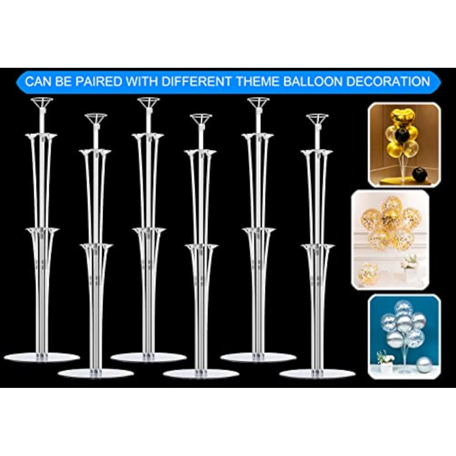 6 Pack 28" Table Balloon Stand Kit Arch for Birthday, Wedding, & Graduation Decor