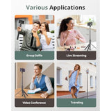 60" Phone Tripod - Selfie Stick, Lightweight All In One Phone Tripod Integrated With Wireless Remote Compatible With All Cell Phones For Selfie/Video Recording/Photo/Live Stream/Vlog?Black?