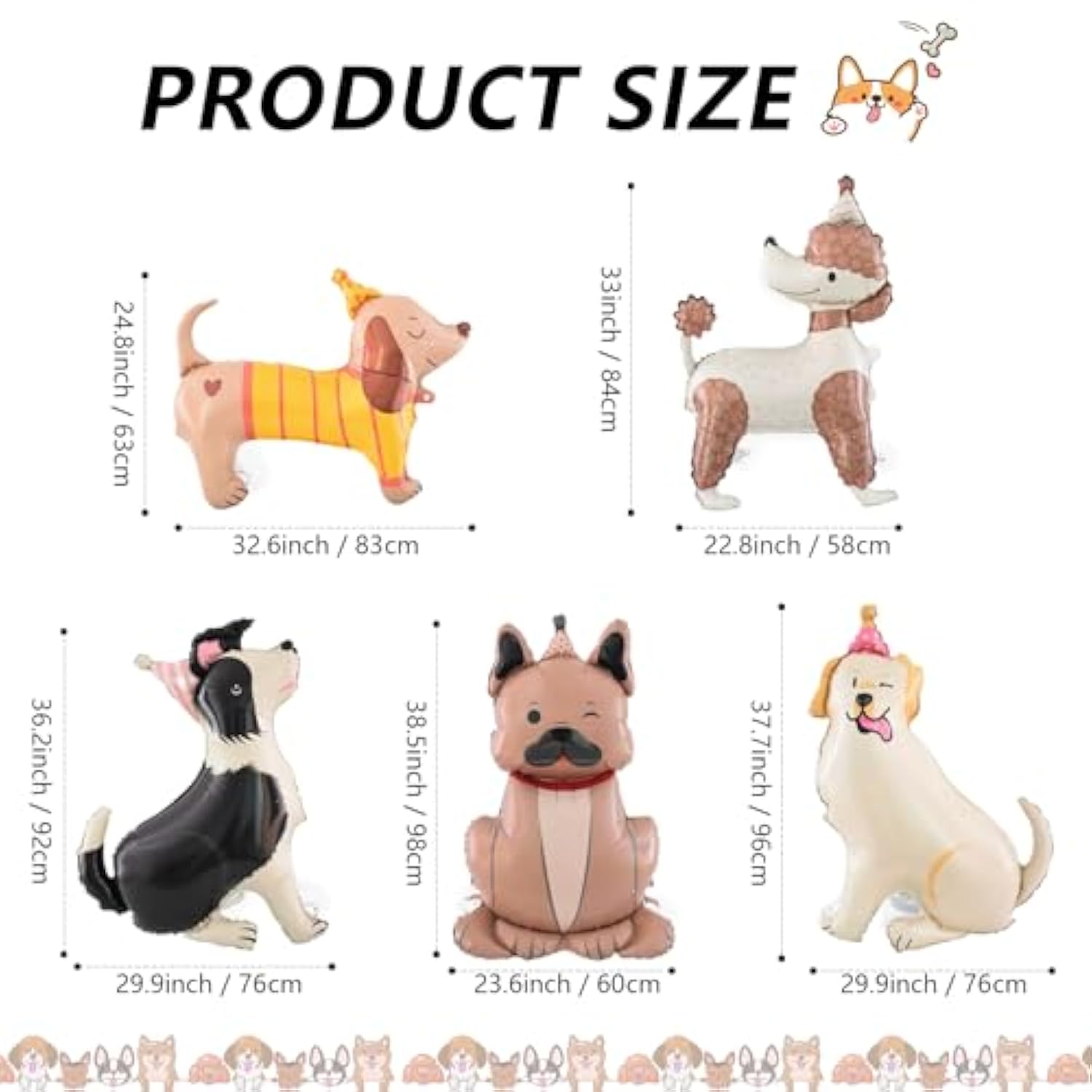 5pcs Dog Balloons for Puppy-Themed Birthdays & Baby Shower Parties