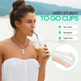 100 Pack 16 Oz Clear Plastic Cups With Dome Lids, Disposable Dessert Cups, Parfait Cups For Ice Cream, Iced Cold Coffee Drinks, Cupcake, Fruit For Party