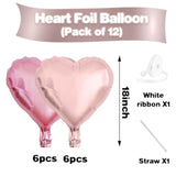 12 Pcs 18" Light Pink Heart Foil Balloons for Parties & Events