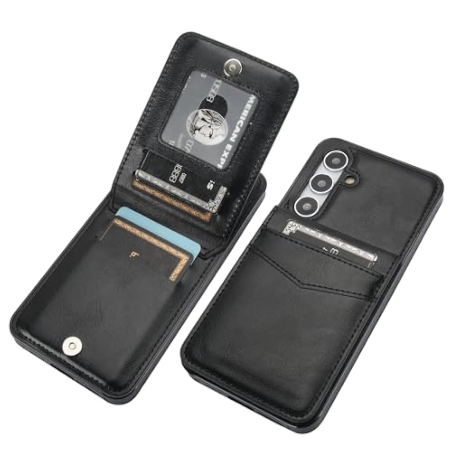 For Samsung Galaxy S24 Plus Case Wallet With Credit Card Holder, Flip Premium Leather Magnetic Clasp Kickstand Heavy Duty Protective Cover For Samsung Galaxy S24 Plus 6.7" (Black)