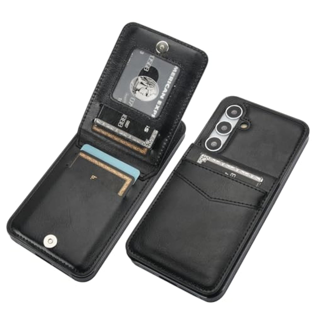 For Samsung Galaxy S24 Plus Case Wallet With Credit Card Holder, Flip Premium Leather Magnetic Clasp Kickstand Heavy Duty Protective Cover For Samsung Galaxy S24 Plus 6.7" (Black)