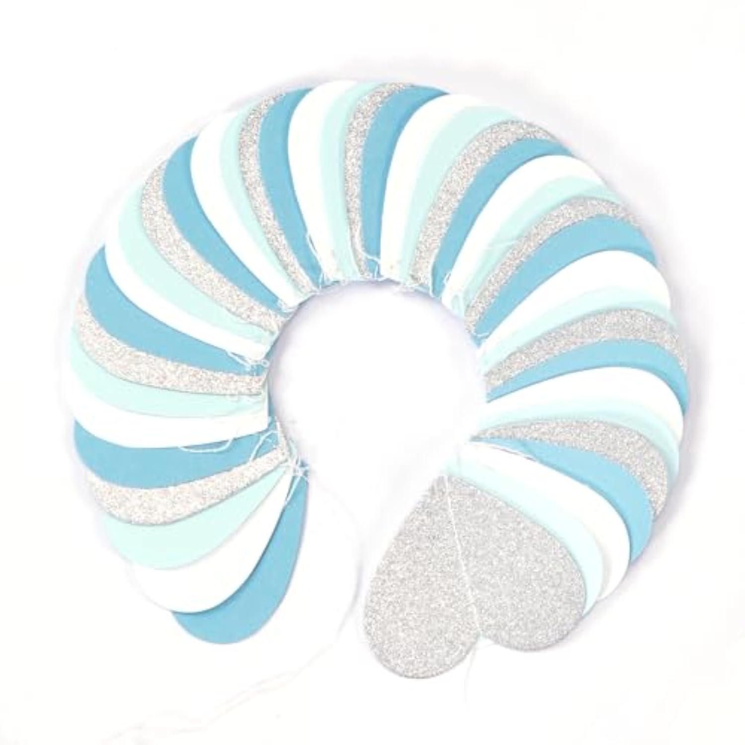 52ft Light Blue & Silver Heart Garland — Baby Boy Shower & Party Decor