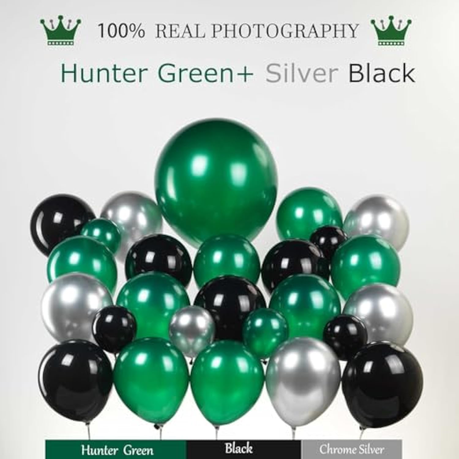Dark Green And Black Silver Balloon Garland Arch Kit 160+Pcs For Wedding Birthday Baby Shower Graduation Party Decorations