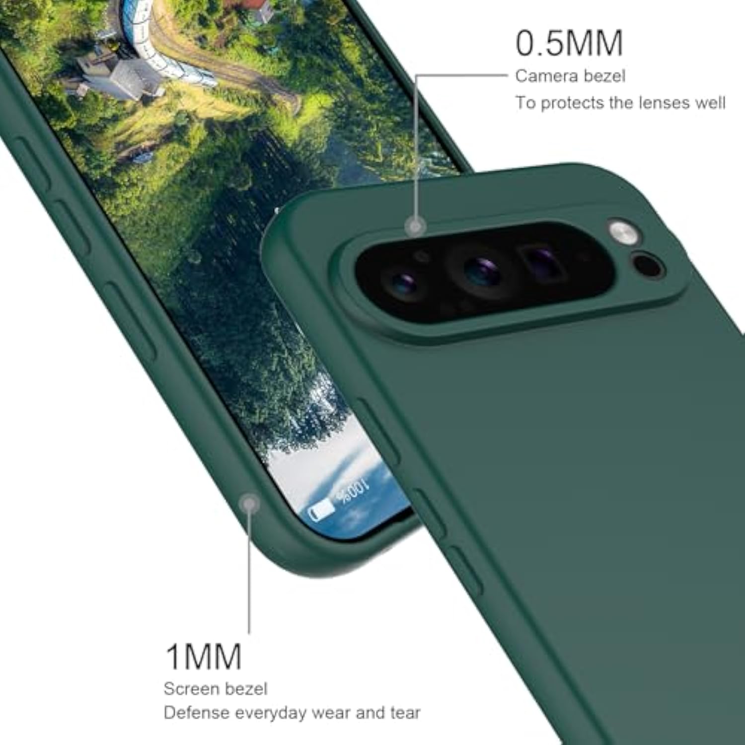 Silicone Case For Google Pixel 10 Pro, Durable And Stylish Drop Tested Soft Silicone Gel Rubber Slim Fit Shockproof Protection Phone Cover For Pixel 10 Pro, Green