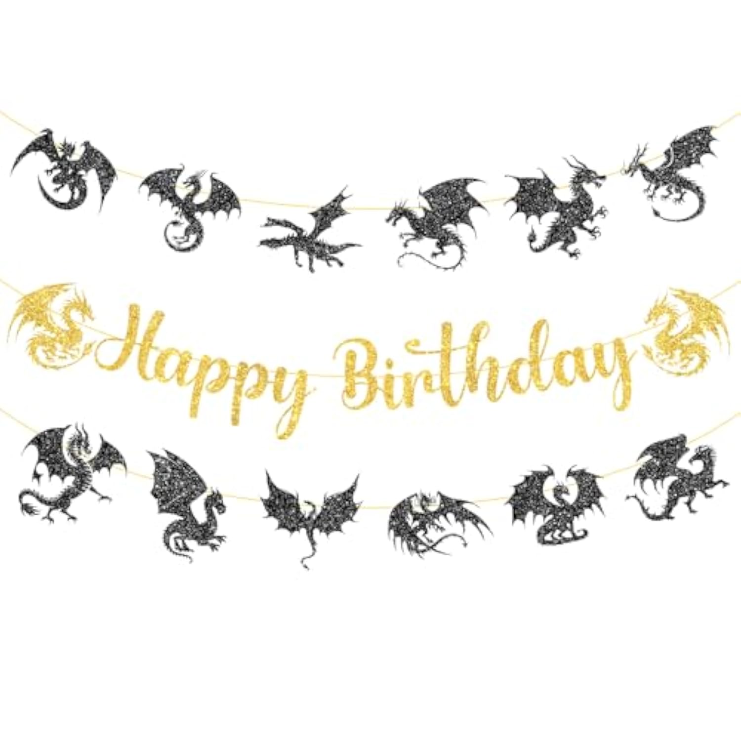 Dragon Birthday Party Banner Black Dragon Party Banner Dragons Birthday Hanging Decorations For Boys Girls Men Baby Shower Dinosaur Theme Happy Birthday Wall Decorations Supplies