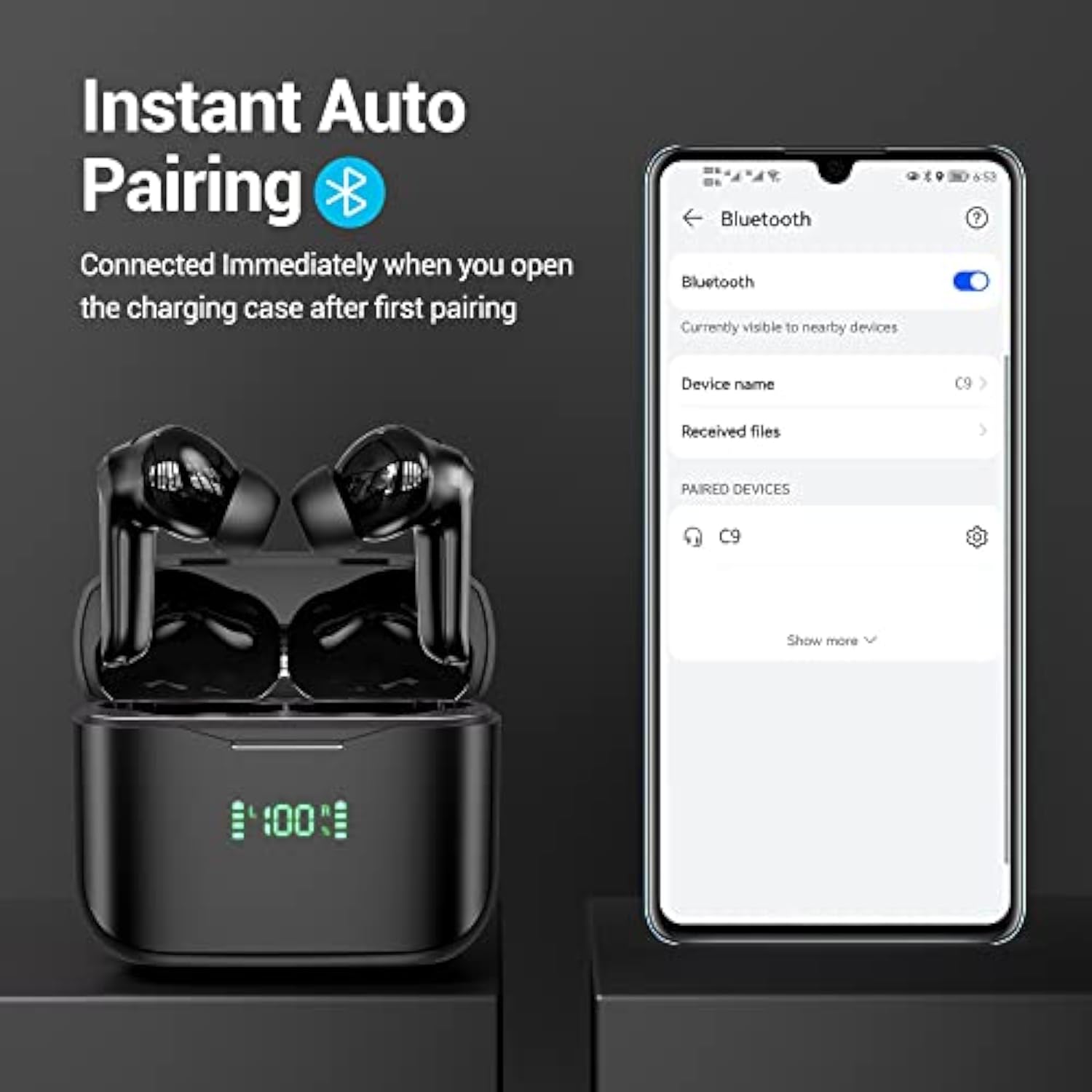 Ear Buds Noise Cancelling Wireless Bluetooth Earbuds With 4 Micro 80H Long Pla