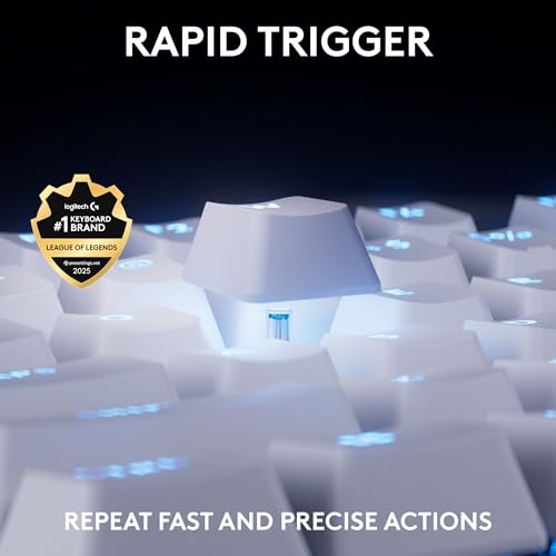 Pro X Tkl Rapid (Tenkeyless) Wired Gaming Keyboard: Magnetic Analog Switches With Rapid Trigger, Lightsync Rgb, Detachable Usb-C Cable, Volume Roller & Media Buttons - White