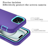 Phone Case For Iphone 15 Case With Hd Screen Protector, Heavy Duty Shockproof & Dustproof & Dropproof 3-Layer Cover Phone Case For Iphone 15 (6.1'') (Purpleskyblue)