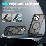 For Iphone 12 / Iphone 12 Pro Case: [Fit For Magsafe] Strong Magnetic & Invisible Stand, Military-Grade Drop Protection With Screen Protector, Adjustable Kickstand Slim Frosted Matte Phone Case, Black