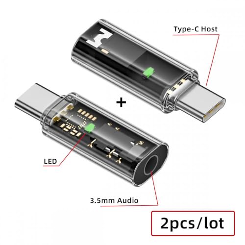 2pcs/lot Audio Adapter Type C USB-C to 3.5mm Audio AUX & MIC Sound Card 16bit 48kHz Adapter Compatible with Laptop Tablet Phone