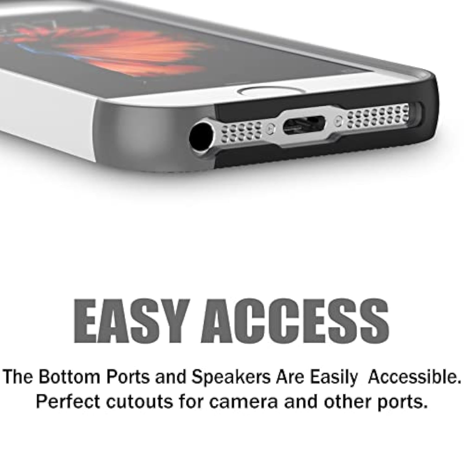 Case For Iphone Se (1St Gen - 2016), Case For Iphone 5S With 2 Pack Tempered Glass Screen Protector, Contrasting Colors Ultra Slim One-Piece Anti-Slip Rugged Soft Tpu Bumper Shockproof Case - Gray