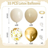 55 Pcs Gold & Beige Balloons: Neutral Sand, Nude, Apricot for Boho Parties