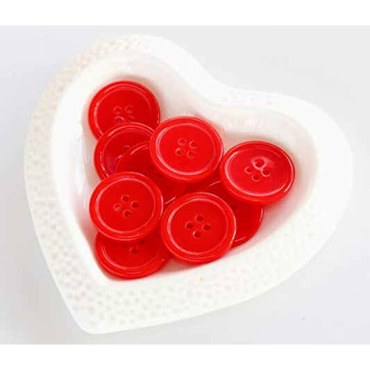 1 Inch (25Mm) Red Color Buttons For Sewing Flatback Button Crafting Di