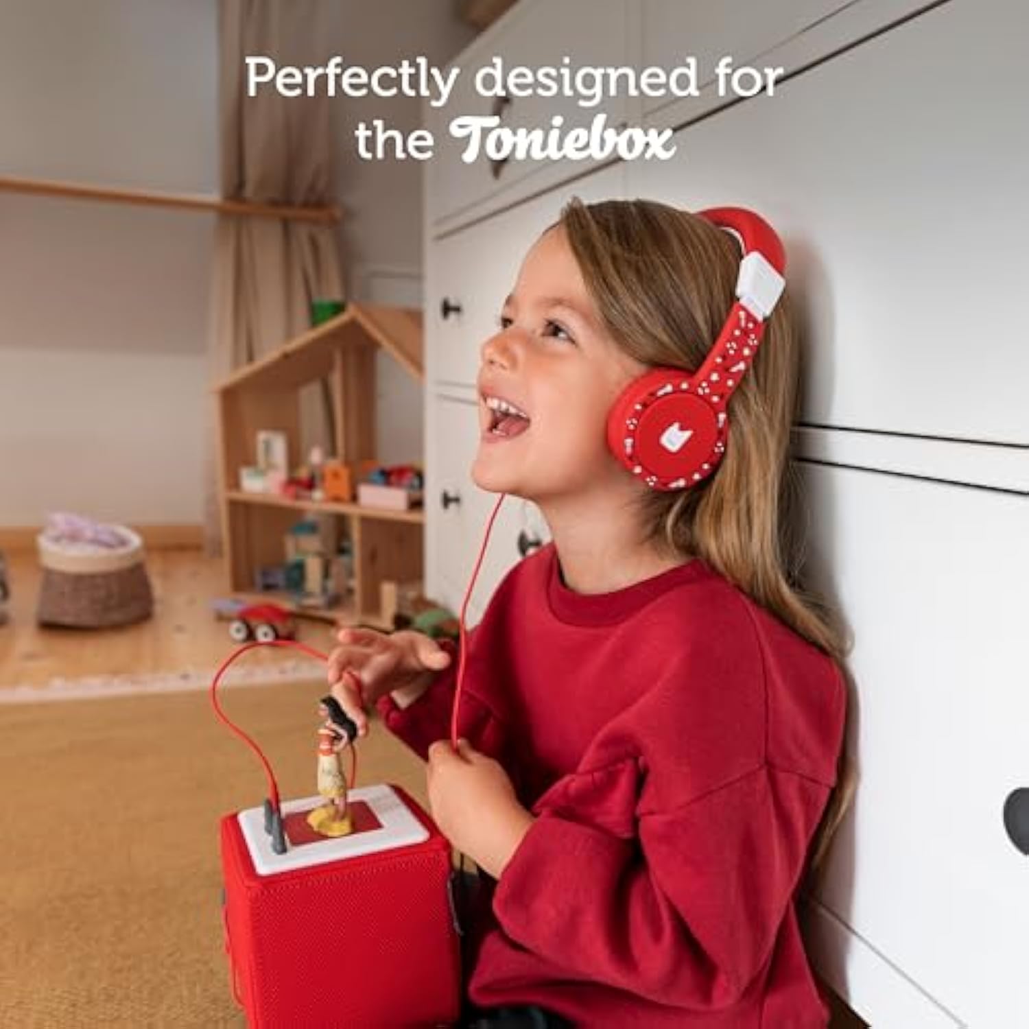 Foldable Wired Headphones For Kids - Comfortably Designed To Fit On-Ear - Works With Toniebox 1 And All 3.5Mm Devices - Pink