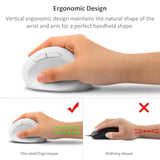 Vertical Wireless Mouse,2.4G Rechargeable Ergonomic High Precision Optical Silent Cordless Computer Mice With 6 Buttons, 3-Dpi Adjustable, Usb Receiver For Laptop Pc Mac Notebook(White)