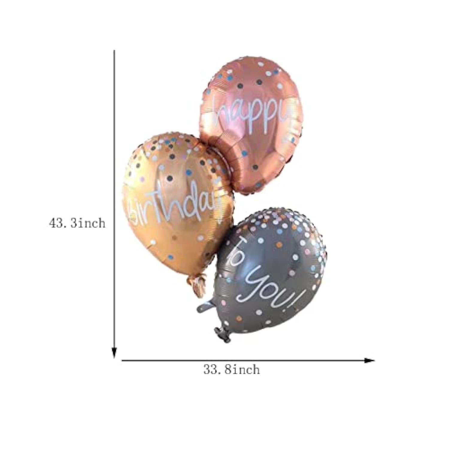 6PCS Rose Gold Happy Birthday Foil Balloons – Inflated Mylar Decor for Party Celebrations