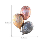 6PCS Rose Gold Happy Birthday Foil Balloons – Inflated Mylar Decor for Party Celebrations