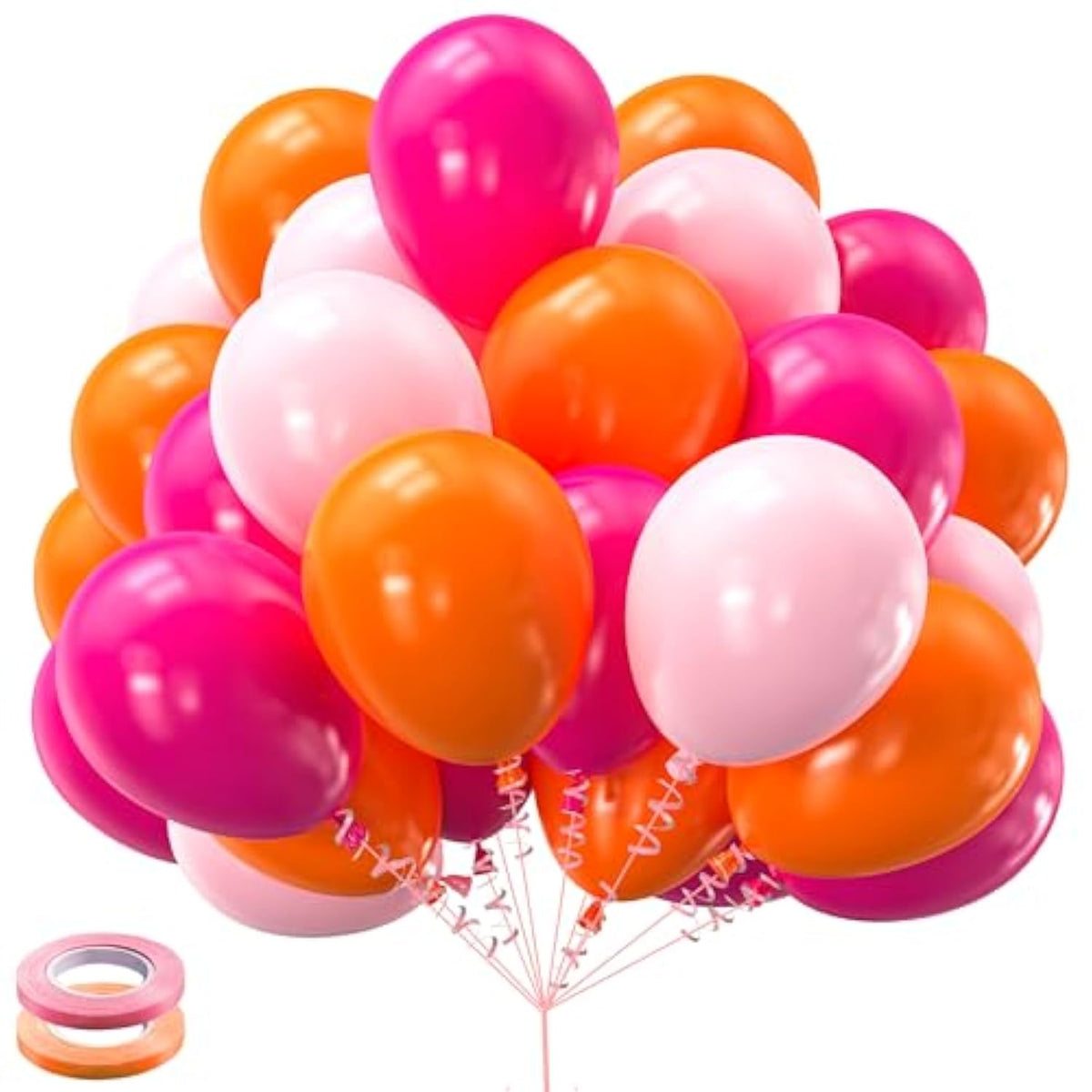 Pink And Orange Balloons 60Pcs 12 Inch Orange Hot Pink Light Pink Latex Balloons With Ribbons For Birthday Baby Shower Wedding Graduation Tropical Party Decoration