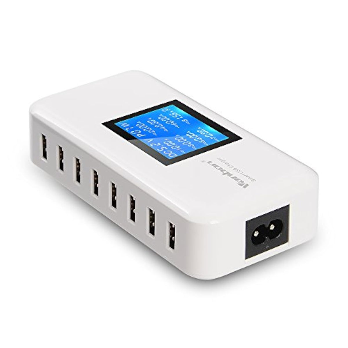 60W 8-Port Usb Wall Charger, Multi Port Usb Charger Charging Station W/Lcd Compatible With Smart Phone, Tablet And Multiple Devices