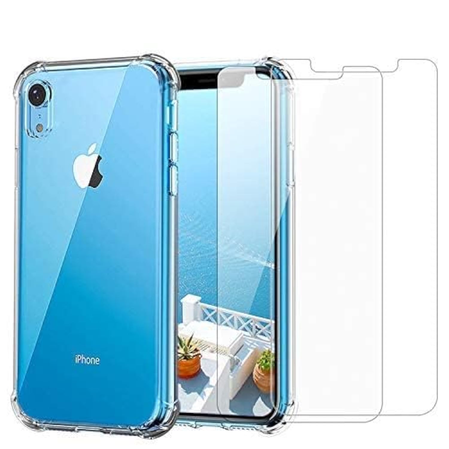 Iphone Xr Clear Case & Screen Protector | 2 In 1 Bundle Package | 2 Tempered Glass Screen Protectors | Crystal Clear Transparent Soft Case | Shockproof Bumpers | Slim Fit |