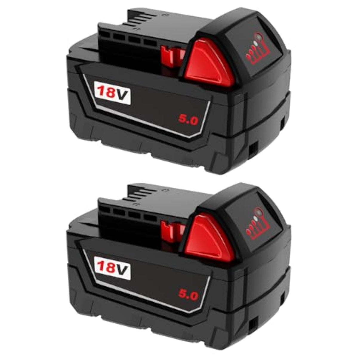 2-Pack 5Ah 18V Replacement Lithium Batteries for Milwaukee M18 Power Tools
