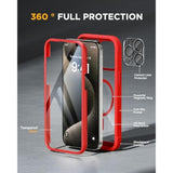Magnetic For Iphone 15 Pro Max Case 6.7'' [Compatible With Magsafe] Full-Body Military Drop Proof For Iphone 15 Promax Case With Built-In 9H Tempered Glass Screen Protector,Red