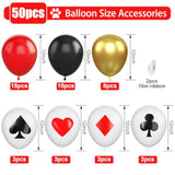 Poker Balloons, Casino Theme Party Balloons, 12 Inches 50 Pcs Red Black And White Balloons Poker Card Latex Balloon For Casino Night Poker Las Vegas Game Night Casino Party Decor