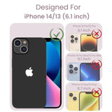 Purple Crystal Clear Flower Case for iPhone 14 and 13, 6.1 Inch, Soft TPU Bumper and Hard PC Back Shell, Shockproof and Anti-Scratch, Wireless Charging Compatible