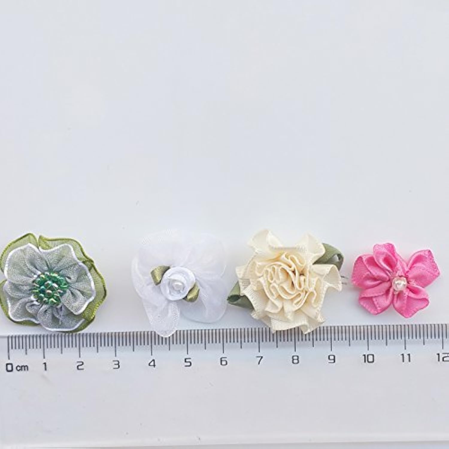 Mix Bulk 50Pcs Ribbon Flowers Bows Craft Wedding Ornament Appliques A0