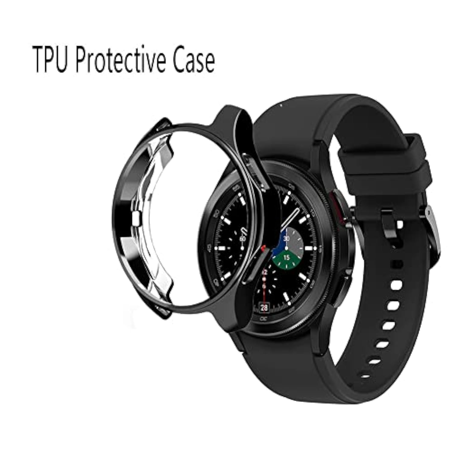 (3+1Pack) Compatible For Samsung Galaxy Watch 4 Classic Screen Protector 46Mm, Tempered Glass Film Anti-Scratch High Definition Full Coverage And Soft Tpu Protective Case, Transparent