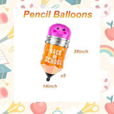 Back to School 28in Pencil Foil Balloons 5-Piece Classroom Party Set