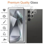 [2+2Pack] Tempered Glass Screen Protector for  Galaxy S24 Ultra and Camera Lens Protector Fingerprint Unlock Full Coverage HD Clear Bubble