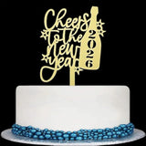 Cheers to the New Year 2026 Gold Acrylic Cake Topper