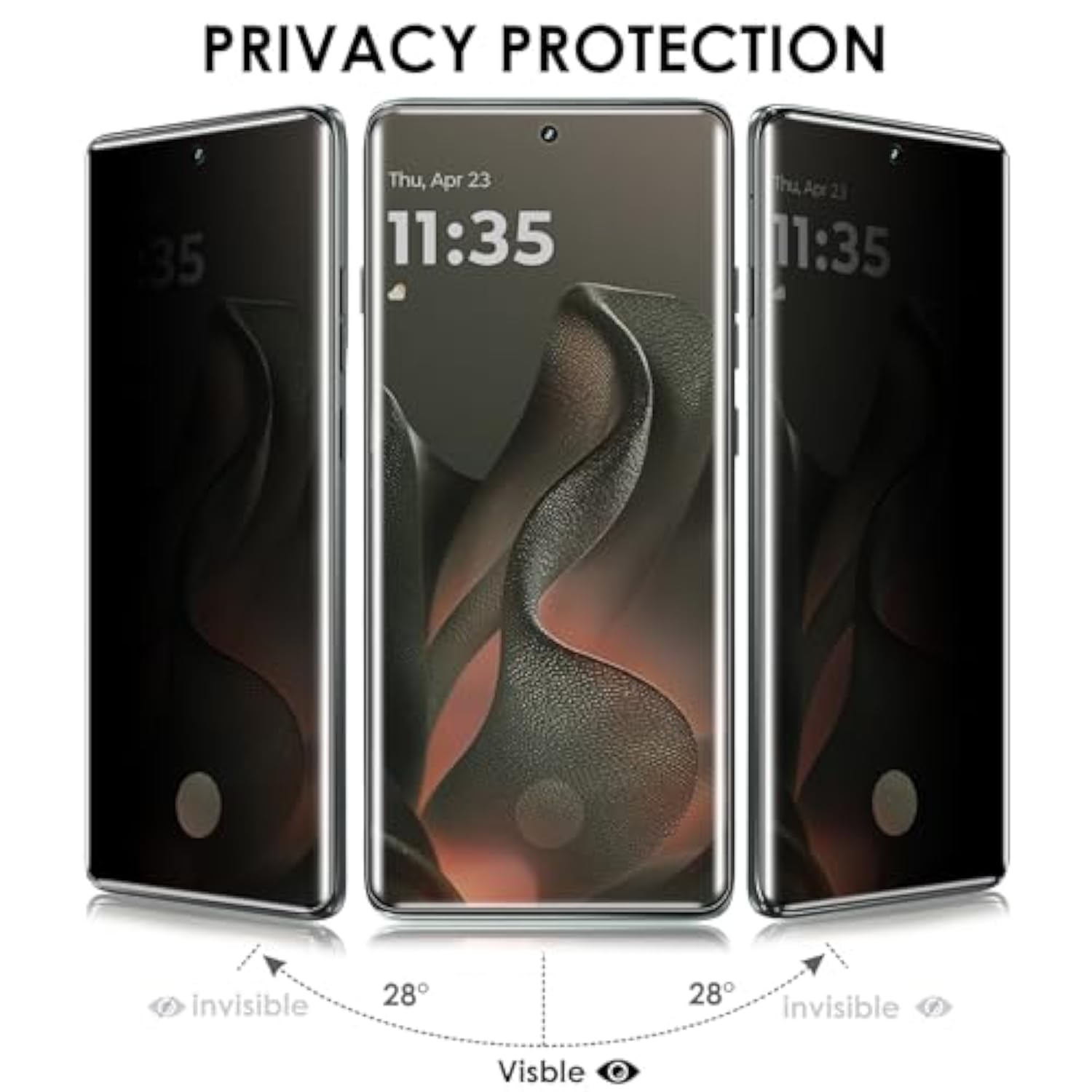 Privacy Screen Protector For Motorola Edge 2025, Tempered Glass Uv Set - 3 Pack, Anti-Spy, Edge To Edge Protection, 9H Hardness,Sensitive Touch,Fingerprint-Id Compatible